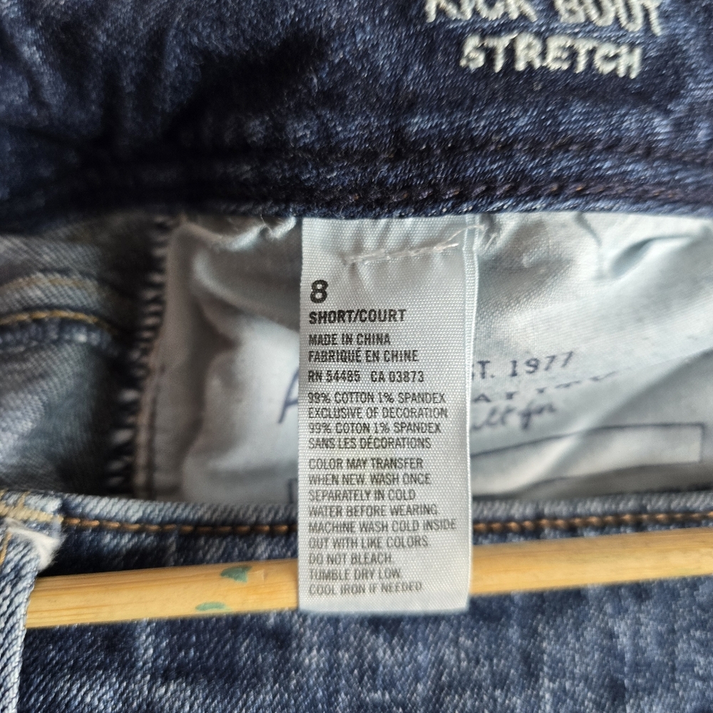 American Eagle Womens_Kick Boot "Stretch" 5 Pocket Distressed Jeans Size 8 Short - Picture 4 of 14